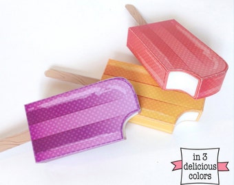 Ice Lollies, Ice Cream, Popsicle, Ice Pop, Creamsicle - favor box or gift card box - INSTANT Download DIY Printable PDF Kit