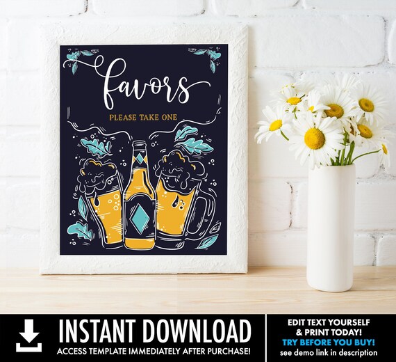 Favors Sign - 8x10 Sign, Bridal Shower, Love is Brewing, 3 Signs | Edit Yourself with CORJL - INSTANT DOWNLOAD Printable Template Il_570xn