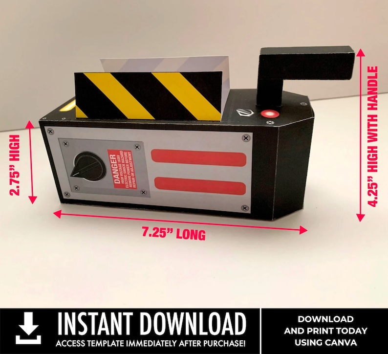 Ghost Trap Containment Box Party Favor Box, inspired by ghost movie, Birthday, Halloween CANVA Instant Download DIY Printable Template image 2