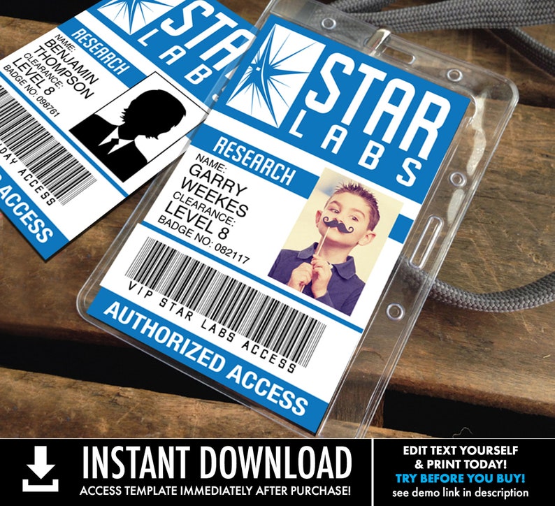 Star Labs ID Badge the Flash Flash Party Favor Flash I.D. Etsy