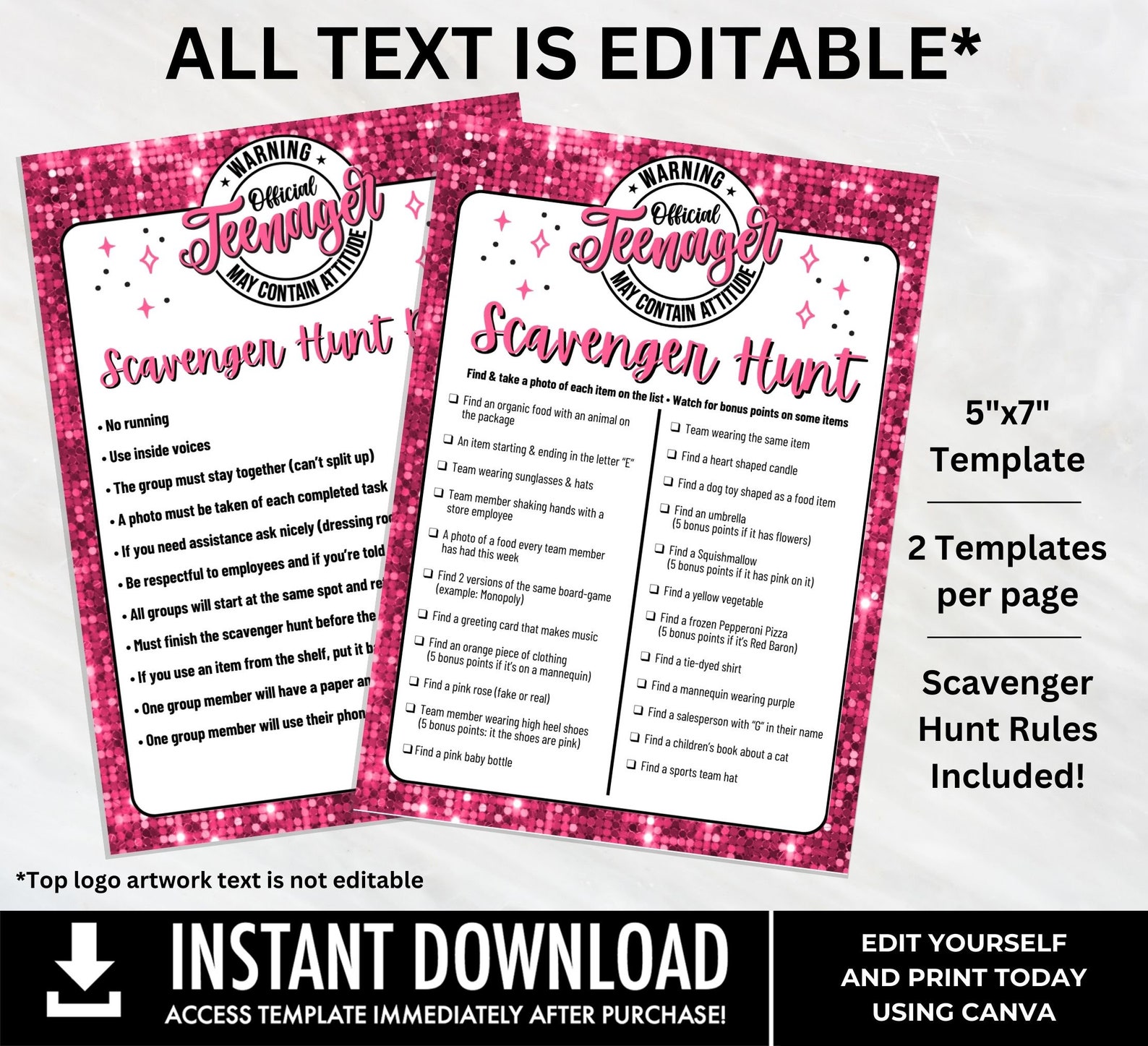 Warning Official Teenager Scavenger Hunt, Scavenger List, Shopping List ...