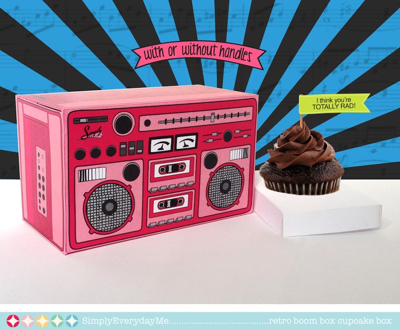 Boom Box PINK Cupcake Box Party Favor Box 40th Birthday Etsy