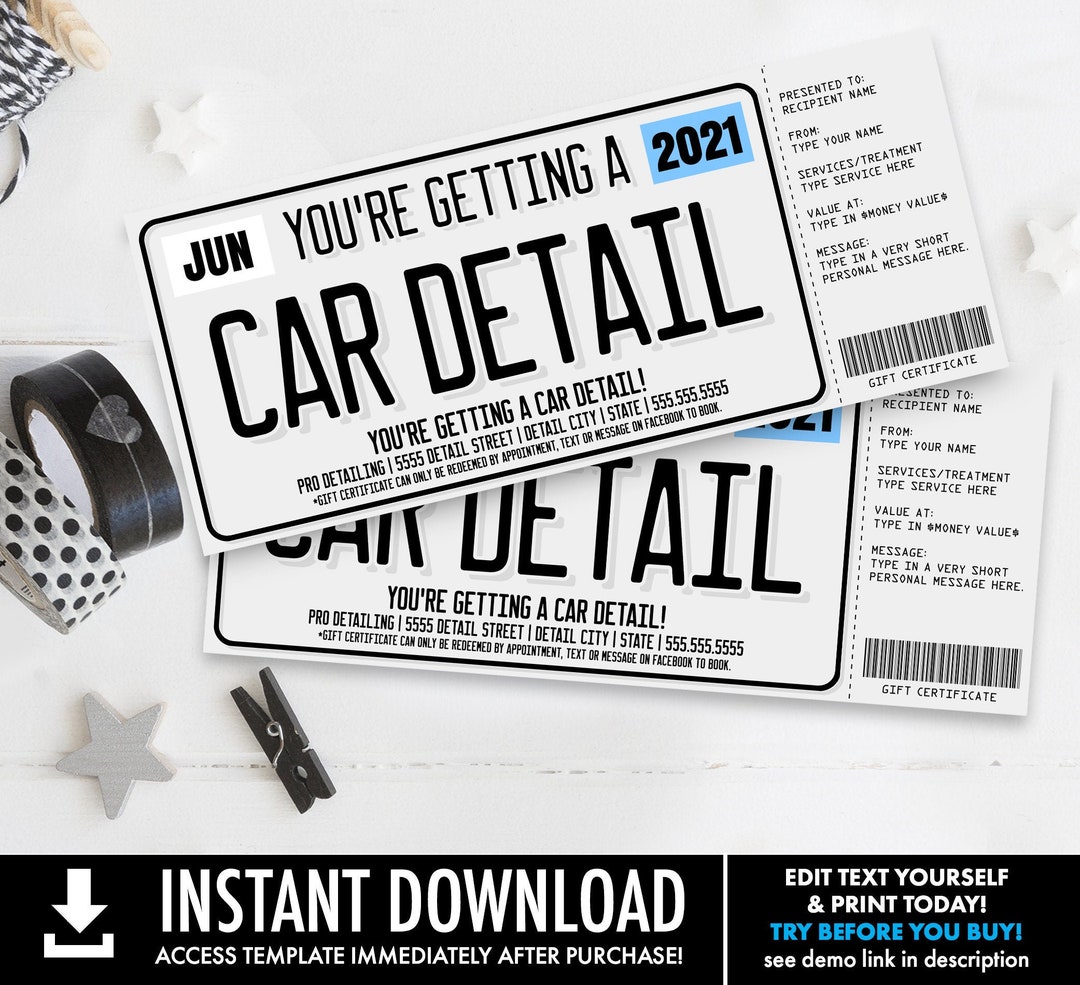 car-detailing-gift-certificate-license-plate-car-detail-surprise-gift