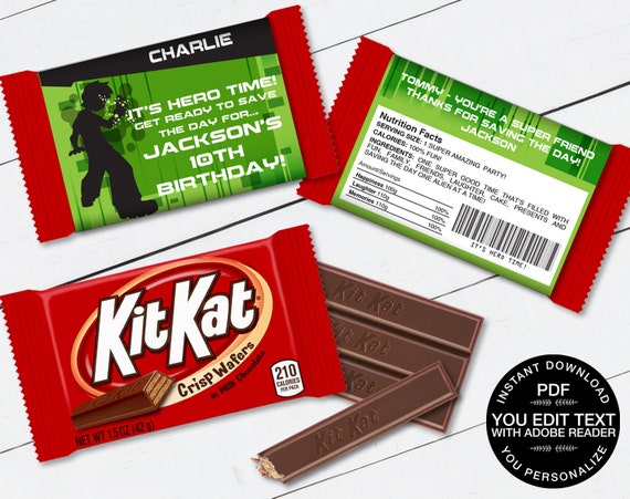 Ben 10 Kit Kat Bar Wrapper/Label - Ben 10 Birthday Party Favor | Self-Editing Text DIY Editable Text INSTANT Download Printable Il_570xn