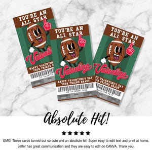 Football Valentine, Retro Football Kids Class Valentine, School Valentine | Edit with CANVA - INSTANT Download Printable image 4