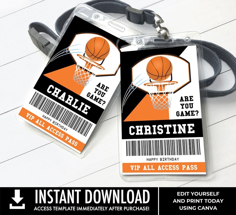 Basketball All Star ID Badge - Basketball Party, Basketball VIP All ...