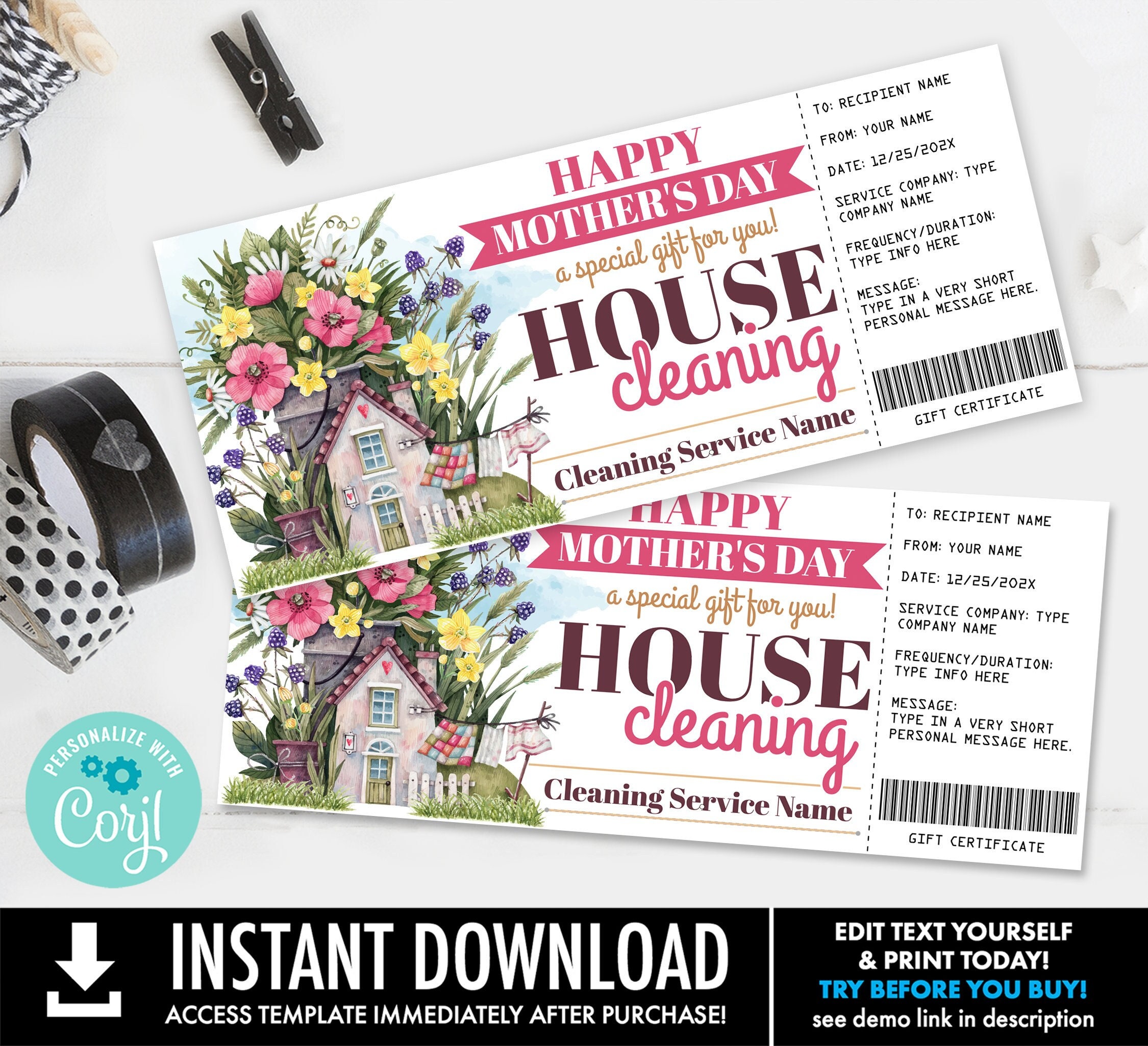 House Cleaning Mother's Day Gift Certificatemaid - Etsy