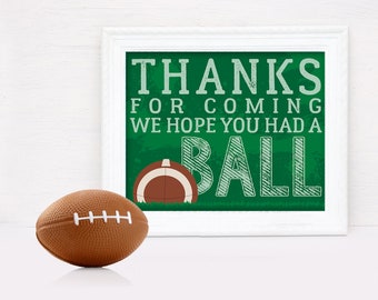 Fútbol - Gracias 8" x 10" Signo - Fiesta de fútbol, Fiesta de tazón, Decoración de fútbol / Descarga instantánea preescribida PDF Signo imprimible