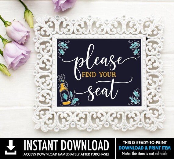 Find Your Seat Sign - 8x10 Sign, Bridal Shower, Love is Brewing, 3 Signs | Edit Yourself with CORJL - INSTANT DOWNLOAD Printable Template Il_570xn