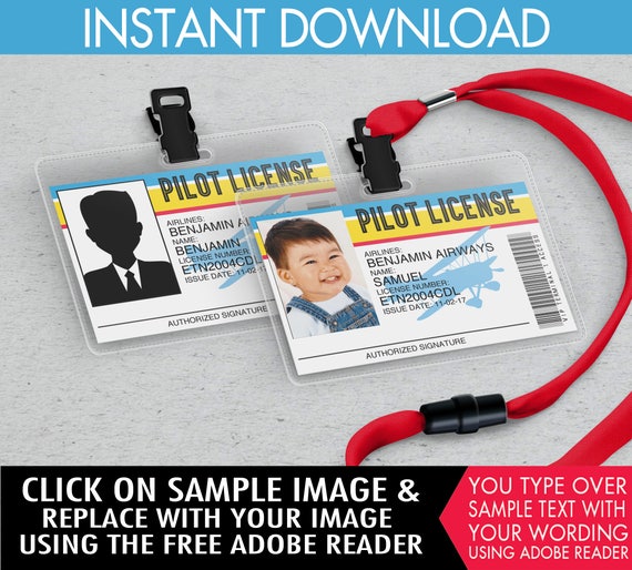 airplane pilot license airplane pilot id badges airplane party