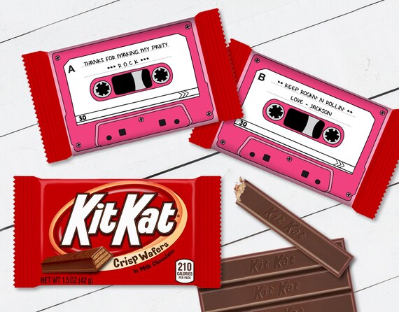 Cassette Tape Kit Kat Candy Bar Label Wrapper Retro Party Etsy