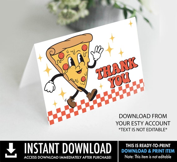 Slice Slice Baby - Baby Shower Thank You Card, Pizza Party Baby Shower | You personalize text using CORJL–INSTANT Download Printable