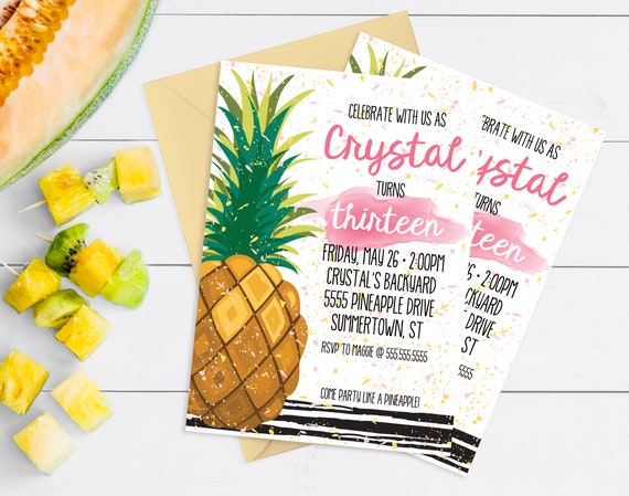 Pineapple Party Invitation - Pineapple Birthday, Party Like a Pineapple, Hawaiian Luau | Self-Edit Text INSTANT DOWNLOAD Printable Template Il_570xn