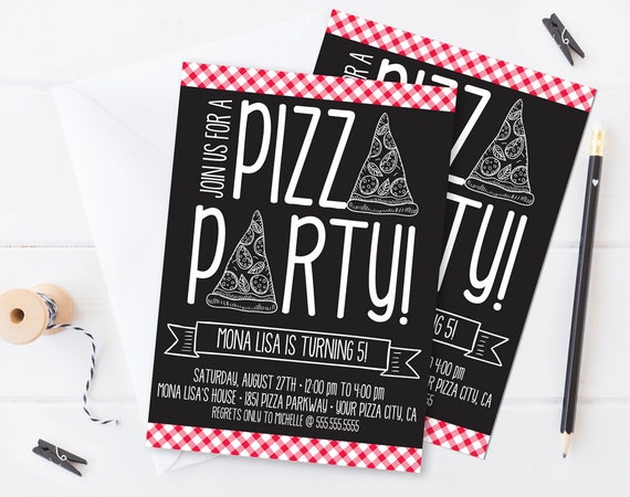 Pizza Party Invitation - Pizza Birthday Party, Pizza Party, Italian