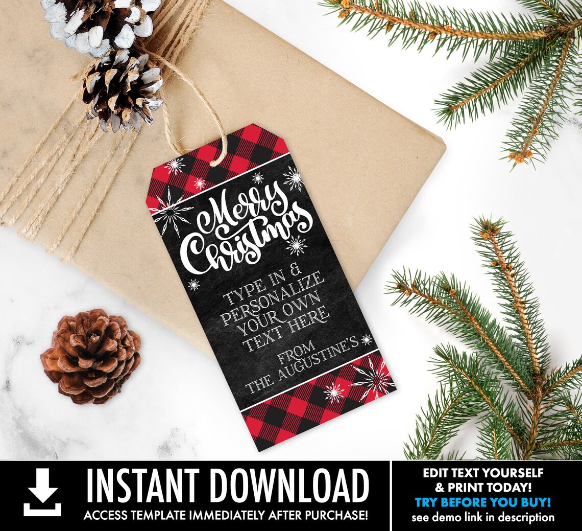 Christmas Gift Tag Merry Christmas Favor Tag Holiday Party | Etsy