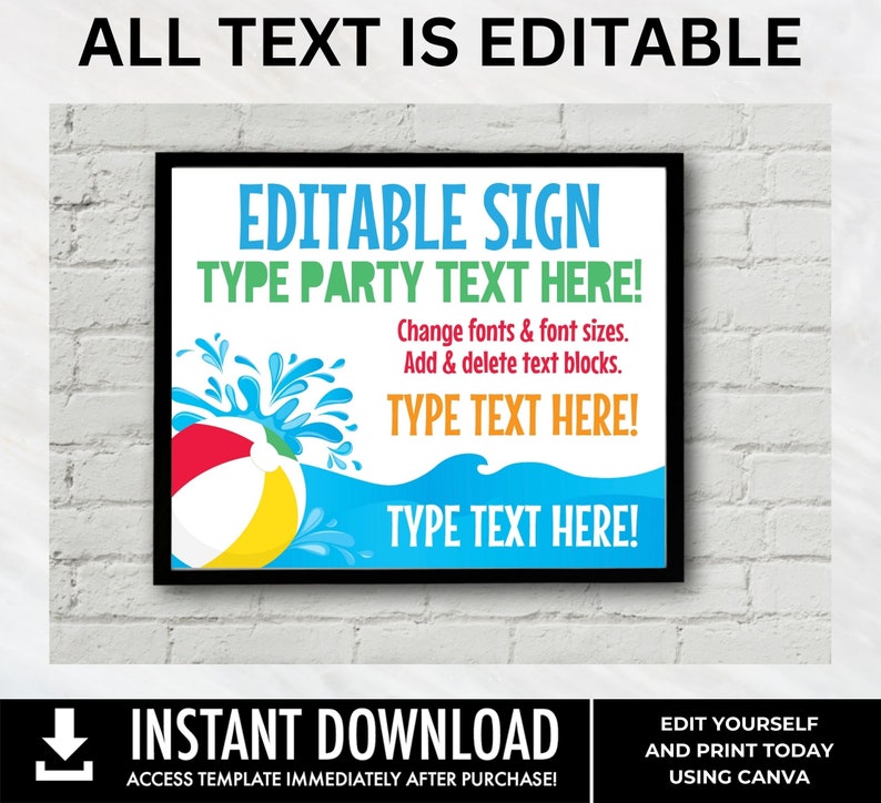 Pool Party Sign - 10x8 Sign Summer Party, Beach Party, Personalized ...