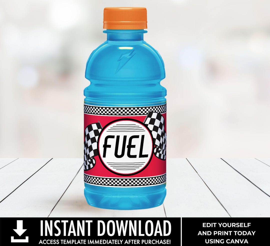 Race Car FUEL 12oz Sports Drink Label, Drink Label, Racing Label ...
