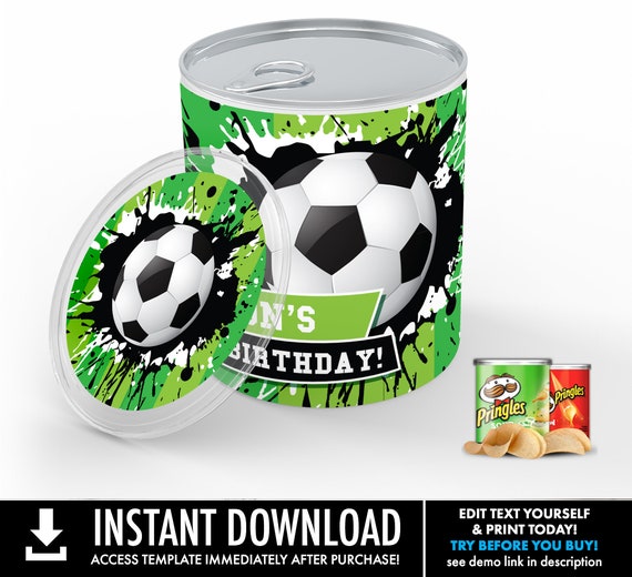 Soccer Party Mini Pringles Label - Soccer Mini Pringles Wrapper, Soccer Birthday | Self-Editing with CORJL - INSTANT Download Printable Il_570xn