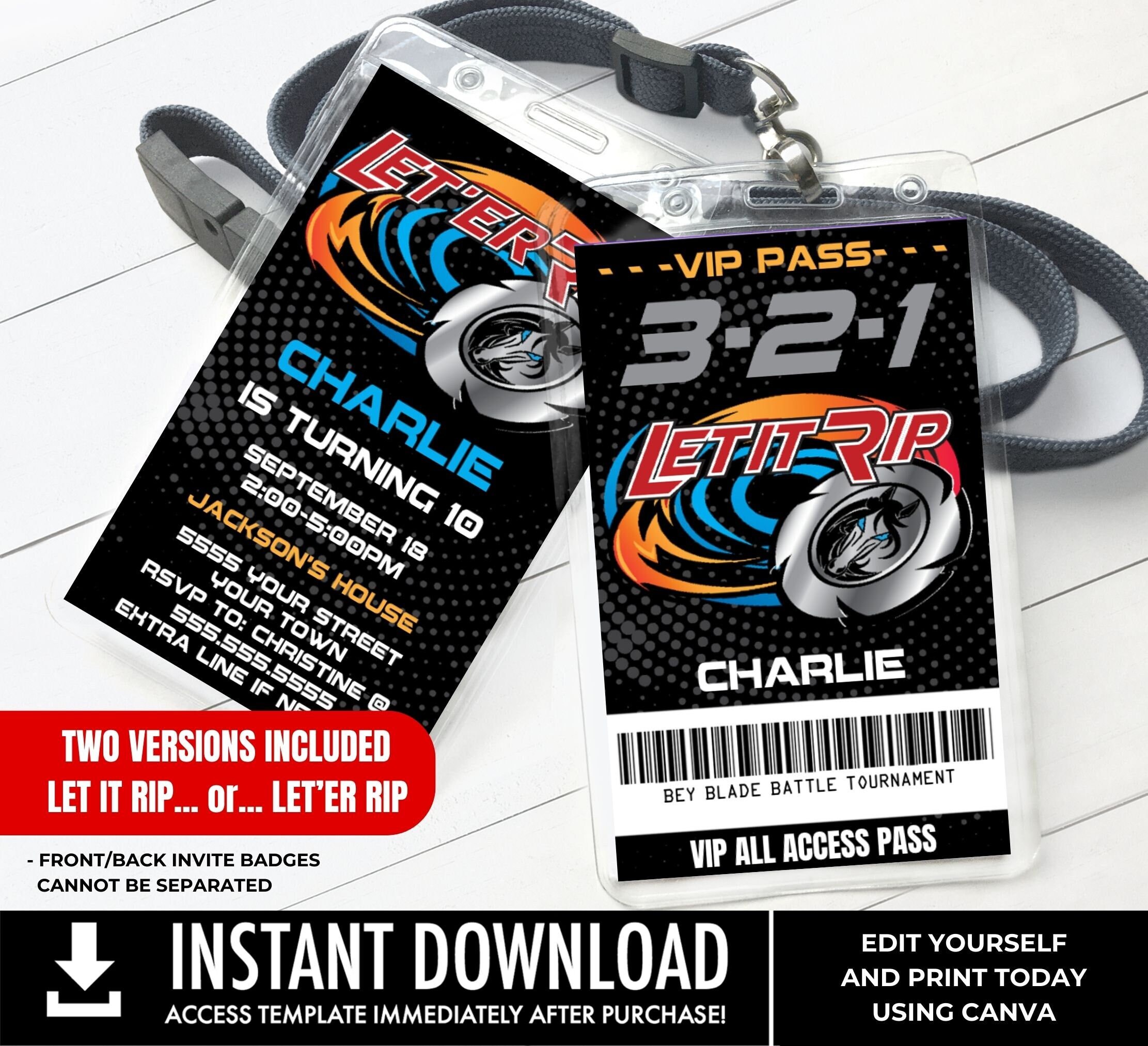 Blade Tournament Invitation I.D. Badge, Blade Inspired VIP Badge