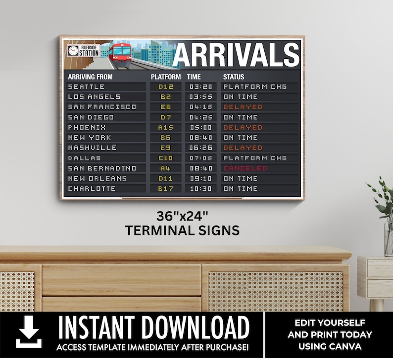 Delayed Arrival Sign Train Party Terminal 24