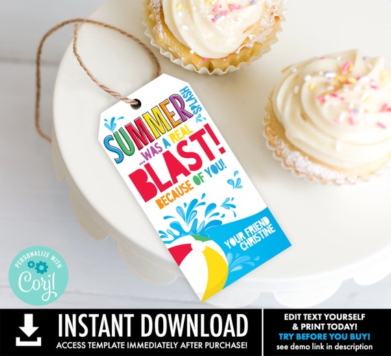 Summer Splash Favor Tag,Pool Party Tag,Beach Party Tag,Thank You Tag,Birthday Favor Tag | Personalize using CORJL–INSTANT DOWNLOAD Printable