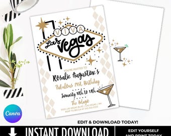 Las Vegas Save The Date, Wedding Announcement, Las Vegas Wedding, Vegas Wedding | Self-Edit with CANVA INSTANT DOWNLOAD Printable Template