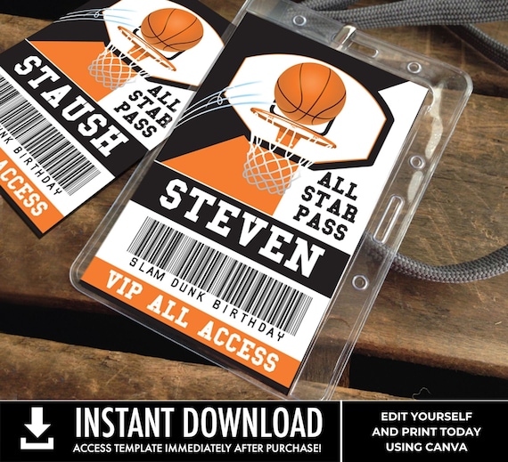Basketball All Star ID Badge - Basketball Party, Basketball VIP