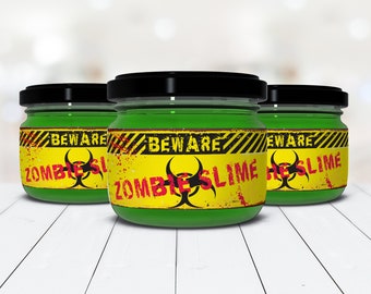 Zombie Slime Jar Label Wrappers - Halloween Party, Slime Party, Zombie Party | Pre-Typed Labels INSTANT Download PDF Printable