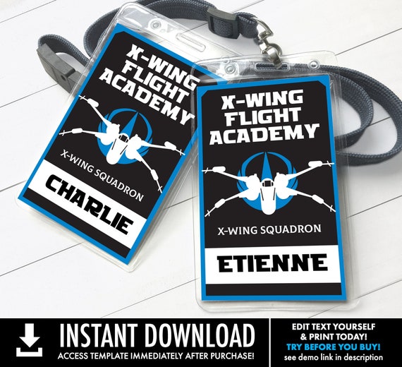star wars x wing flight academy badges rebellion badges star wars party blue self editing with corjl instant download printable by simplyeverydayme catch my party