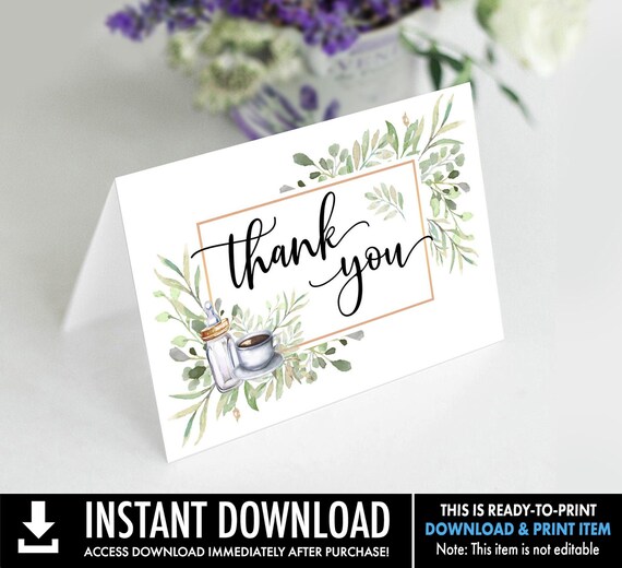 Baby is Brewing Thank You Note/Cards, Coffee Baby Shower Coed, Bottle & Coffee Cup | Ready-To-Print INSTANT Download PDF Printable Il_570xn