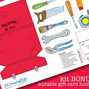 Red Construction Tool Box Great for birthday party favor box, gift box or cupcake box INSTANT download DIY printable PDF Kit image 3