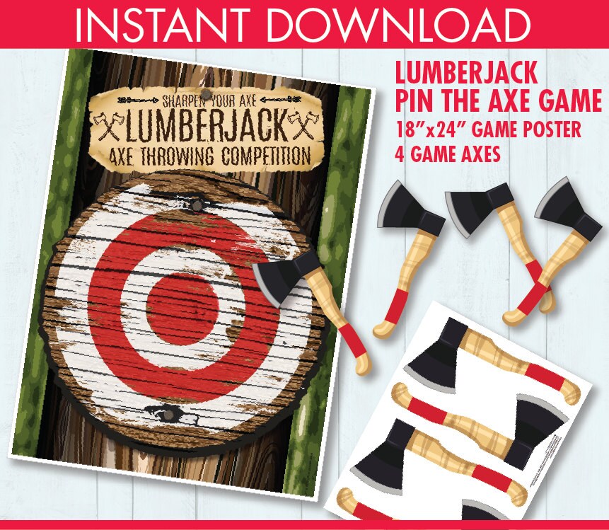 Lumberjack Party Pin the Axe Game Axe Throwing Etsy