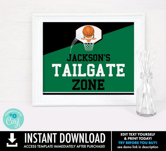 Basketball 8x10 Tailgate Party Sign - Basketball Party, Basketball Birthday Sign | Self-Editing with CORJL - INSTANT DOWNLOAD Printable