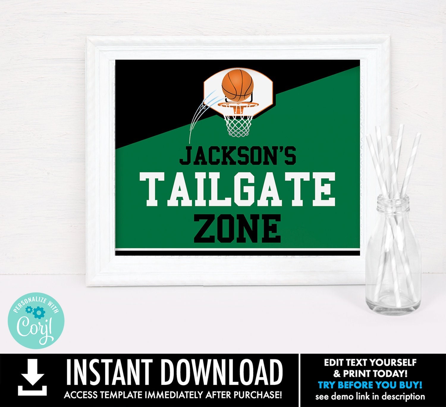 Basketball 8x10 Tailgate Party Sign Basketball Party - Etsy