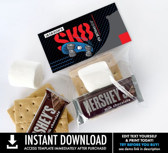 Skateboard Party 4 Treat Toppers Skate Park Party SK8 Etsy