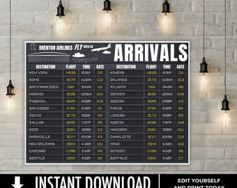 Airplane Arrival Terminal 48x36 Poster, Arrival Airport Terminal Sign, Aviator Decor,Baby or Wedding Shower | Edit on CANVA-INSTANT Download
