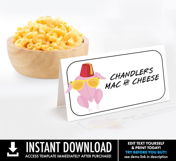 Friends Food Label - Friendsgiving, Friends TV Show, Table Tents,Place Cards,Buffet Cards| Self-Edit with CORJL - INSTANT Download Printable Il_570xn