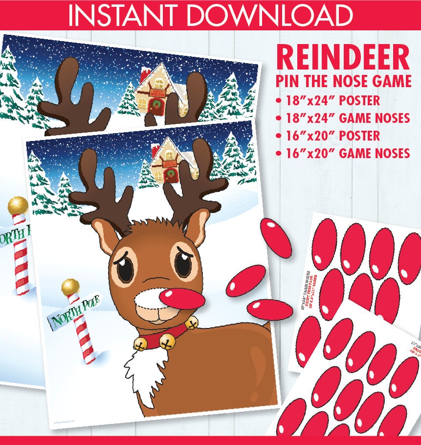 Reindeer Celebration - Pin the Nose Video game - Reindeer Game titles image about Pin the Nose on Rudolph Printable named Reindeer Occasion - Pin the Nose Recreation - Reindeer Online games