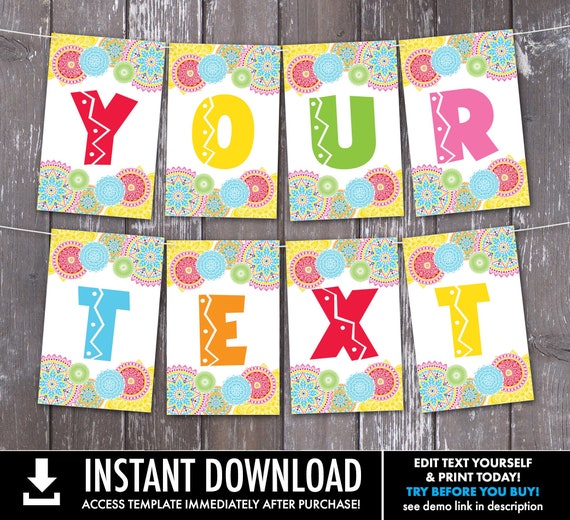 Fiesta Banner - Fiesta Party, Cinco De Mayo, Fiesta BirthdayParty | Self-Editing with CORJL - INSTANT DOWNLOAD Printable Il_570xn