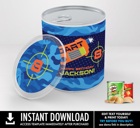 Dart Wars Pringles Label, Dart Wars Party, Target Party, Party Favor | Self-Editing with CORJL - INSTANT Download Printable Il_570xn