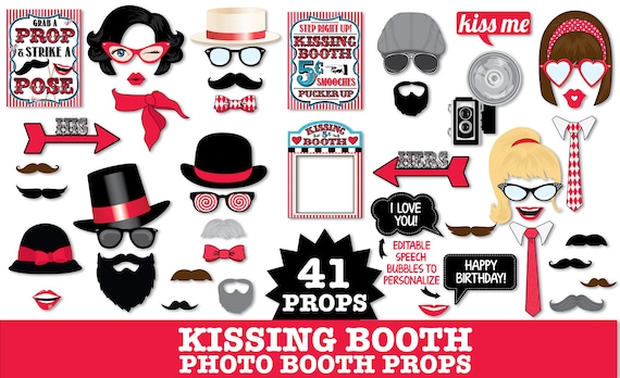 Kissing Booth Photo Booth Props Valentine S Day Etsy
