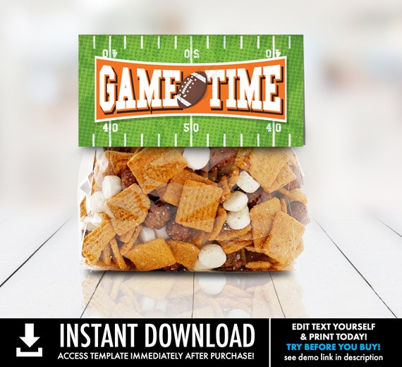 Football - 4" Treat Bag Topper - Football Party, Bowl Party, Football Decor | Self-Editing with CORJL - INSTANT DOWNLOAD Printable