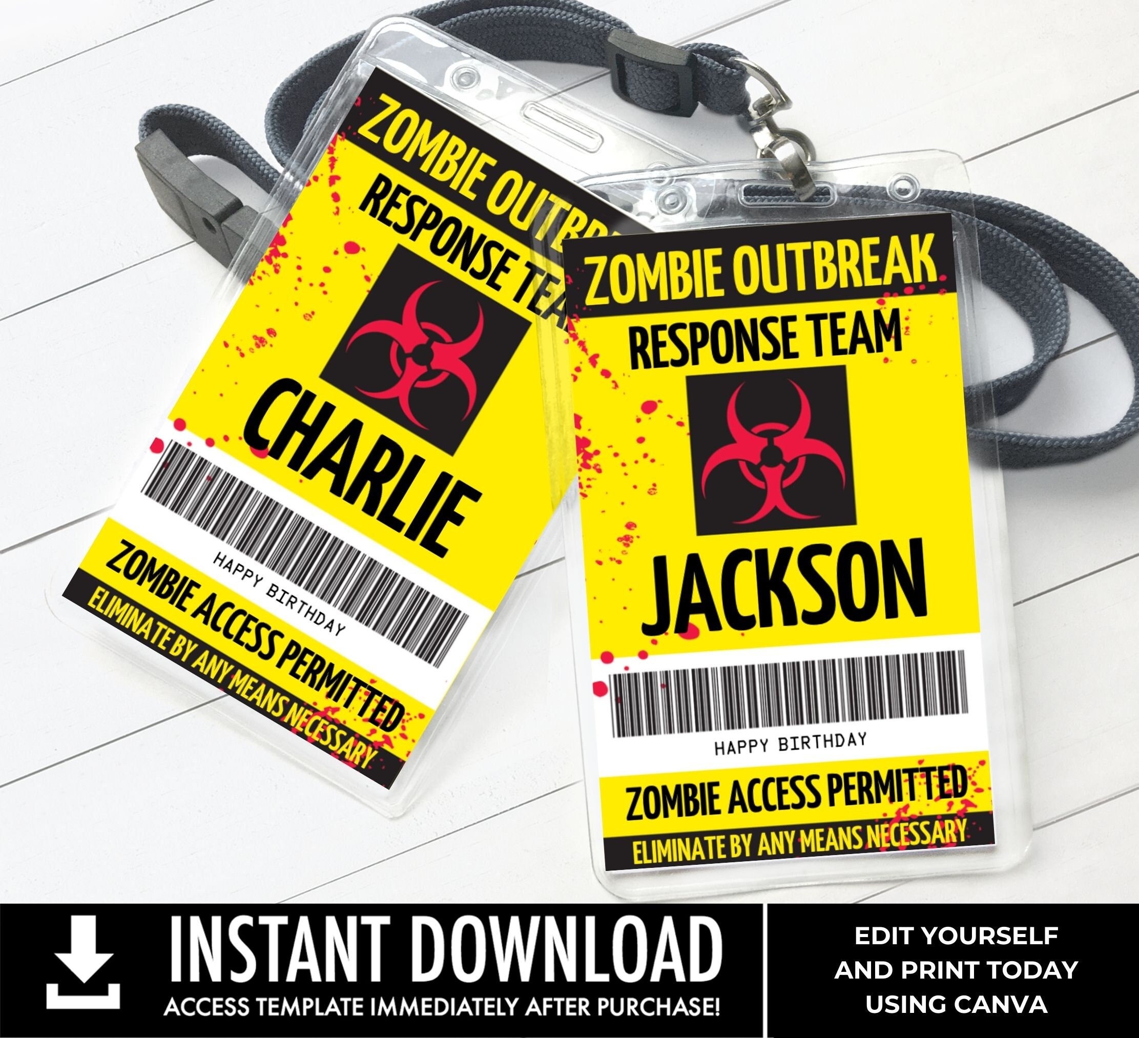 Zombie Hunter VIP I.D. Badge, Zombie Party, Halloween, Blood