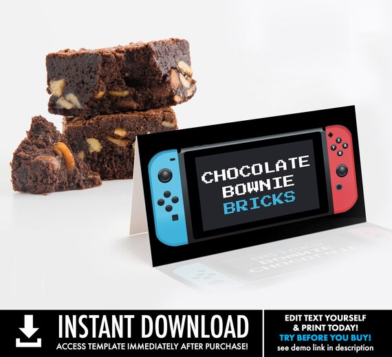 Video Game Food Labels- Video Game Party, Video Game Birthday, food tents | Self-Edit with CORJL - INSTANT DOWNLOAD Printable Template Il_570xn