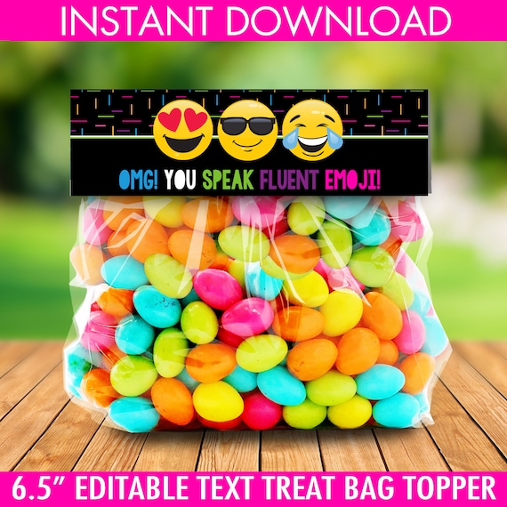 Emoji Party Treat Bag Topper Emoji Birthday Favor Toppers, Emoji