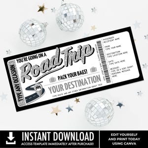 Vale de regalo sorpresa para viajes por carretera, vacaciones en carretera, escapadas de fin de semana / Editar con CANVA - Plantilla imprimible con DESCARGA INMEDIATA