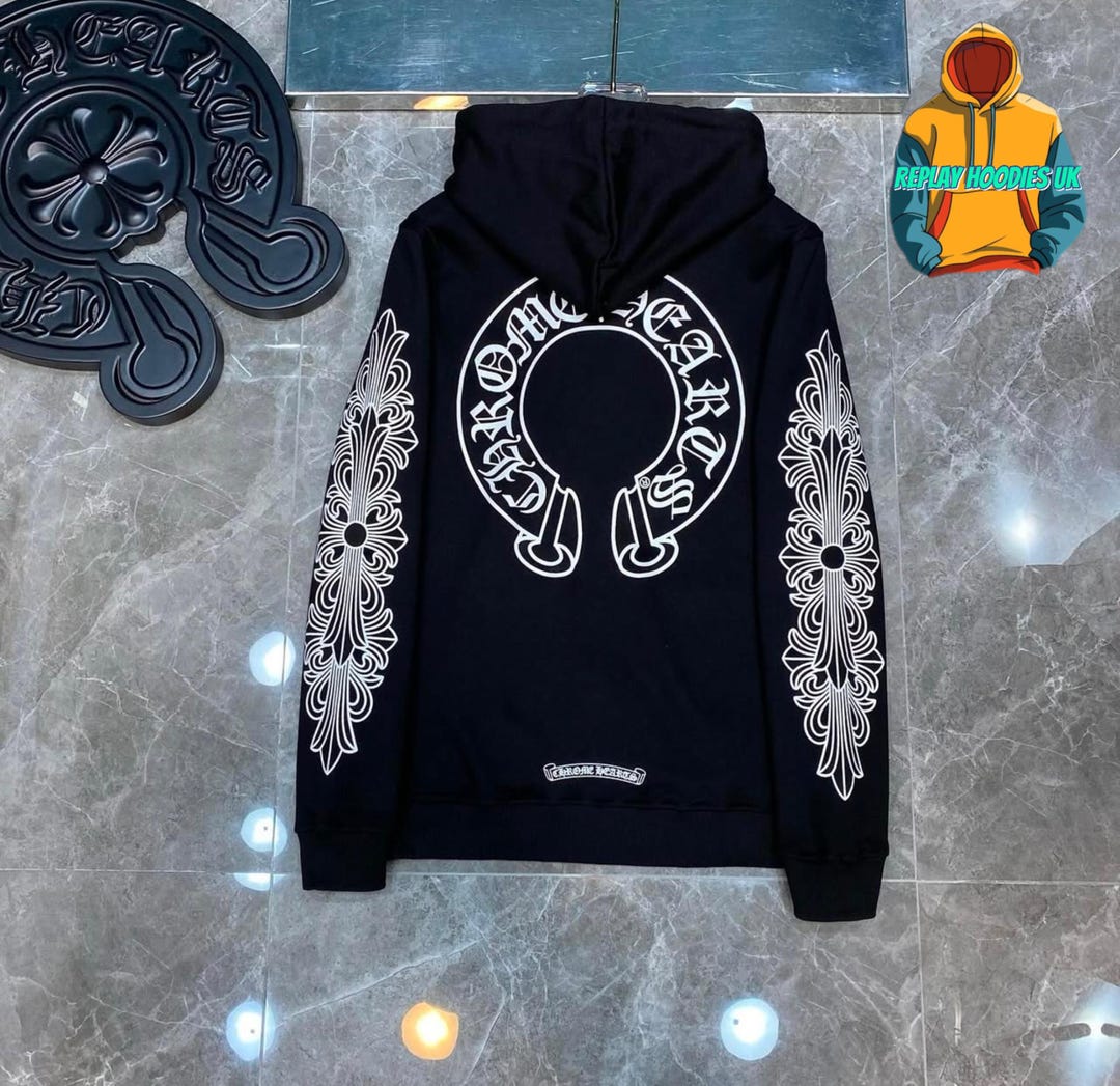 人気[クロムハーツ] Horseshoe Floral Hoodie Black Buy Chrome Hearts Horseshoe Floral Cross Zip Hoodie 'Black
