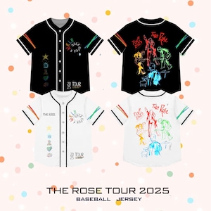 Honkbalshirt The Rose Once Upon AWRLD Tour 2025, shirt The Rose WRLD album, shirt The Rose Kpop, retro shirt The Rose WRLD routekaart,