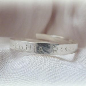 Personalised Children&#39;s Name Bracelet - Solid Sterling Silver 925 Child Baby Christening Bangle Handmade From Recycled Eco Silver
