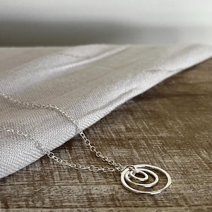 Silver Triple Loop Necklace - Solid Sterling Silver 925 Eternity Infinity 3 Ring Pendant Handmade From Recycled Eco Silver